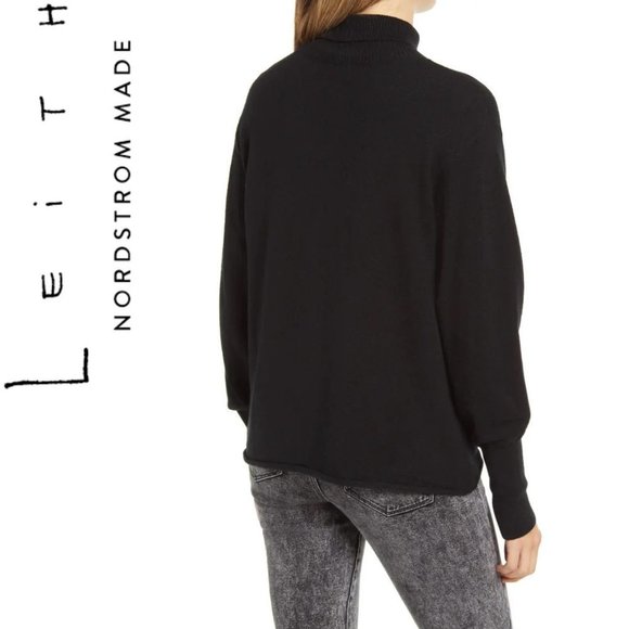 Women's Leith Mock Neck Sweater, Size Large - Black - Picture 2 of 9